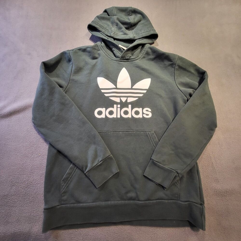 Adidas Hoodie Youth Boys L Green Pullover‎ Sweatshirt Long Sleeve